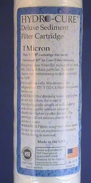 Hydro-Cure Deluxe Sediment Filter 1 Micron 10 inch