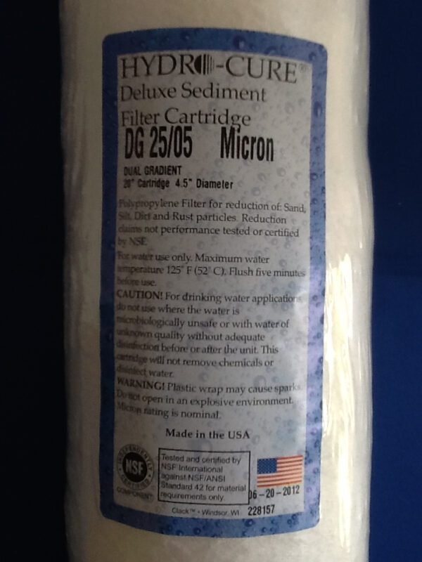 Hydro-Cure Sediment Filter DG 25/05 Micron 4.5 in x 20 in