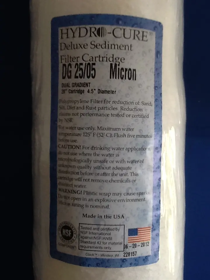 Hydro-Cure Sediment Filter DG 25/05 Micron 4.5 in x 20 in