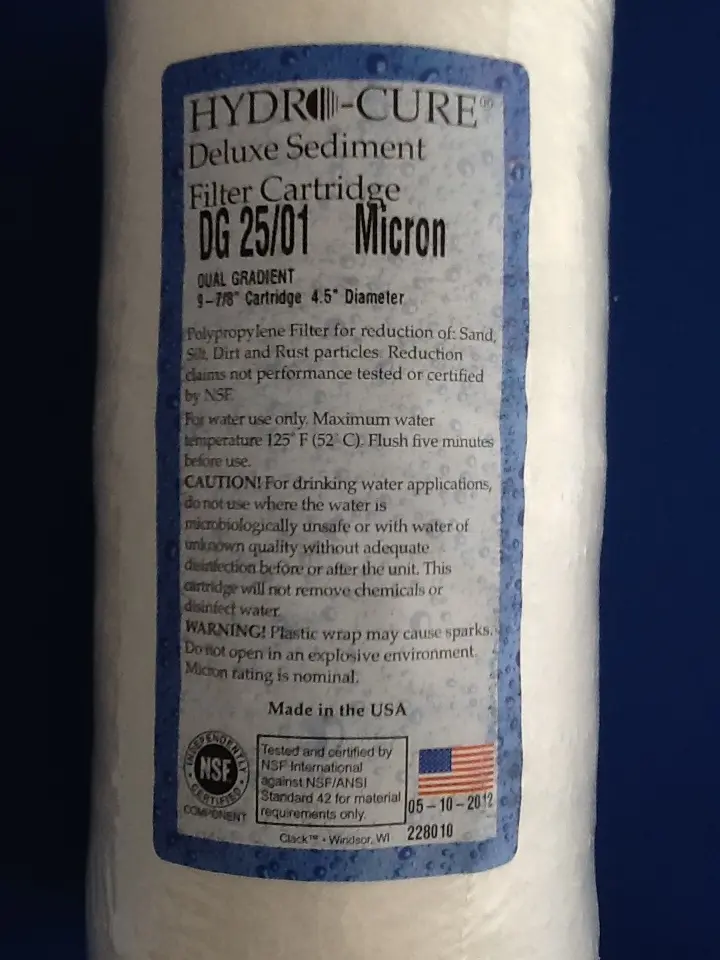 Hydro-Cure Sediment Filter DG 25/01 Micron 4.5 in x 10 in (Case)