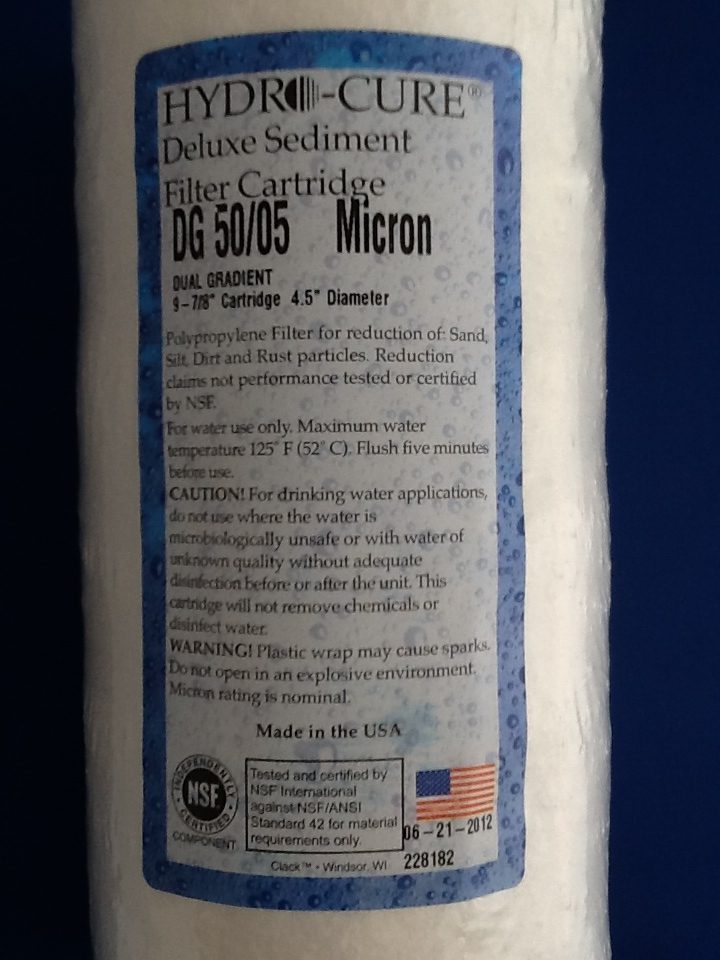 Hydro-Cure Sediment Filter DG 50/05 Micron 4.5 in x 10 in (Case)