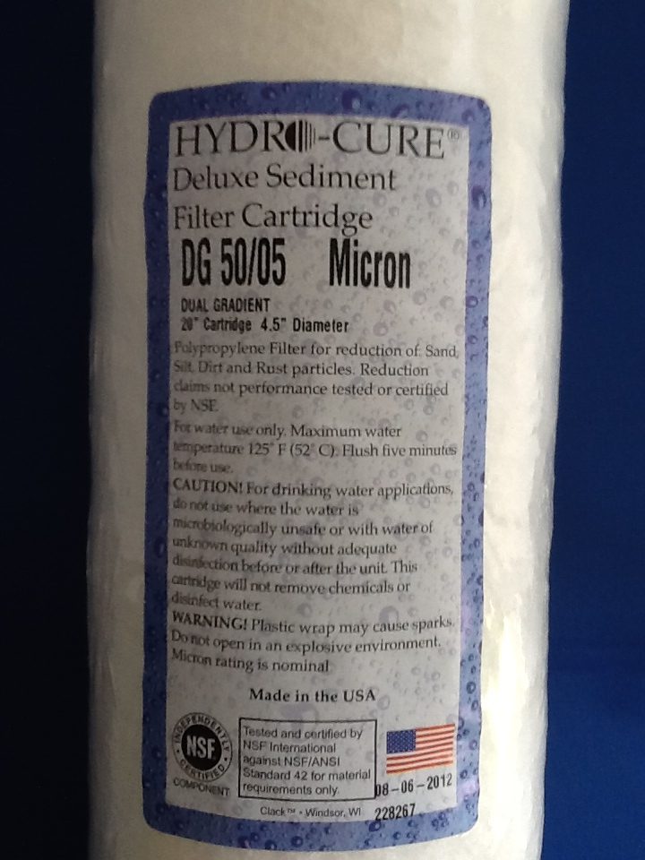 Hydro-Cure Sediment Filter DG 50/05 Micron 4.5 in x 20 in (Case)