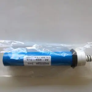 A blue tube with white writing on it.