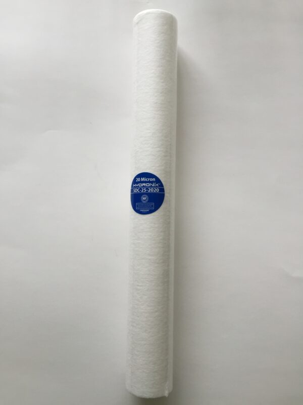 A roll of white paper with blue writing on it.