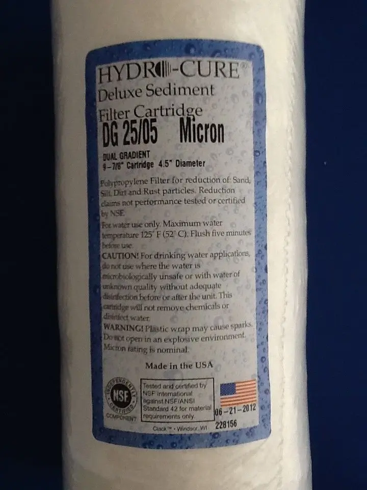 Hydro-Cure Sediment Filter DG 25/05 Micron 4.5 in x 10 in